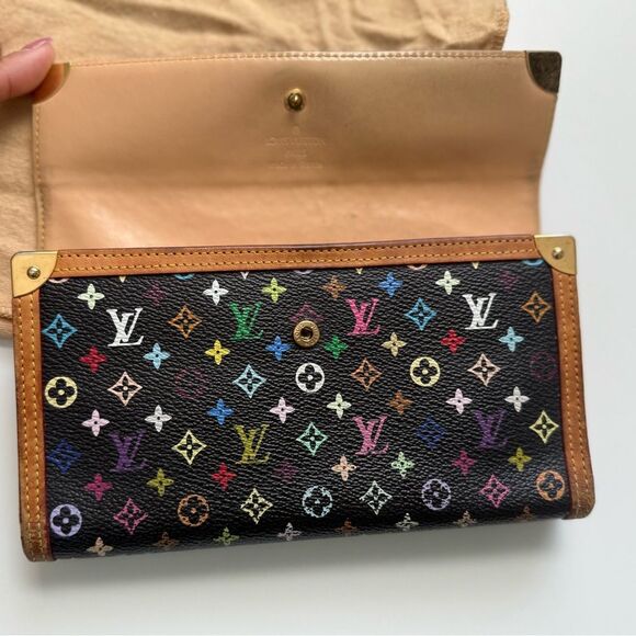 Louis Vuitton Multicolor Porte Tresor Wallet Murakami Black Monogram Box COA - Picture 3 of 12